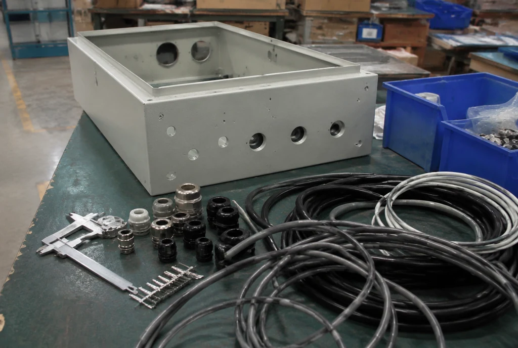 OEM enclosure, cable sizes and cable gland components prepared for entry matching